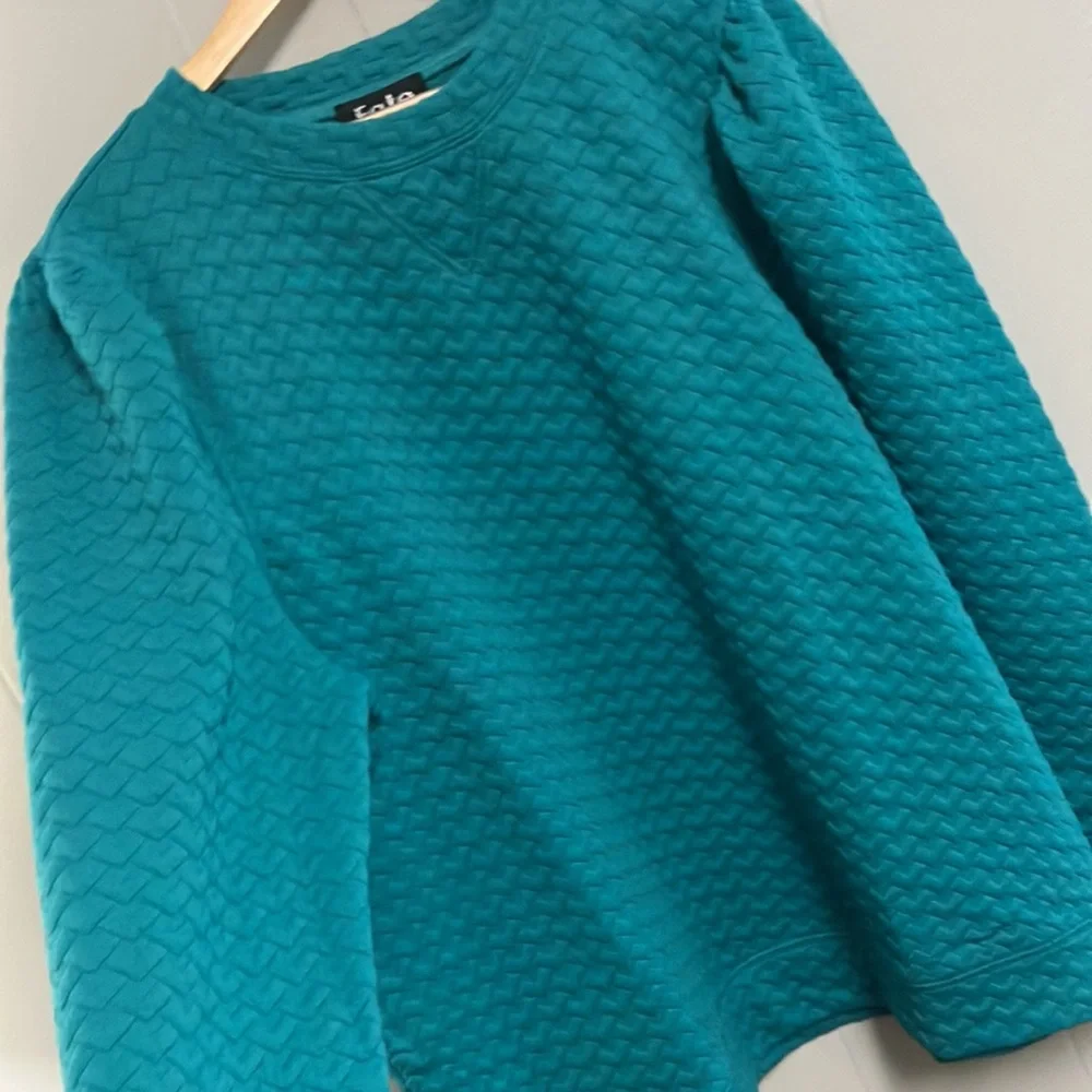 NWT Fate Teal Textured Sweatshirt 1X - Picture 5 of 10